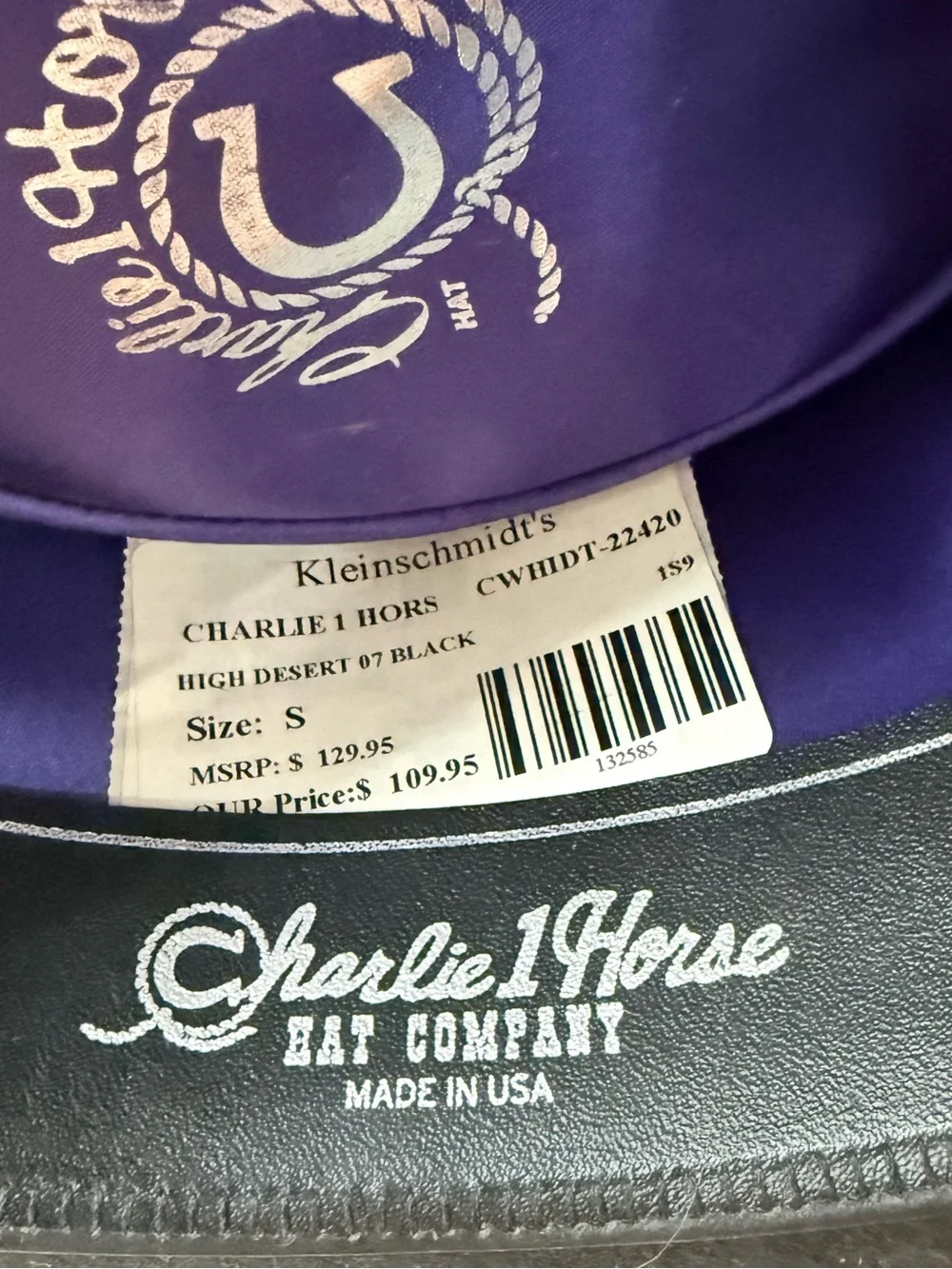 Charlie 1 Horse High Desert Distressed Black Western Cowboy Hat Small